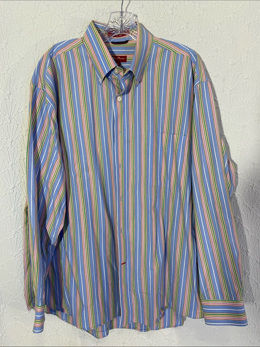 Alan Flusser Men’s Blue Multi-Color Stripe Button-Down Shirt